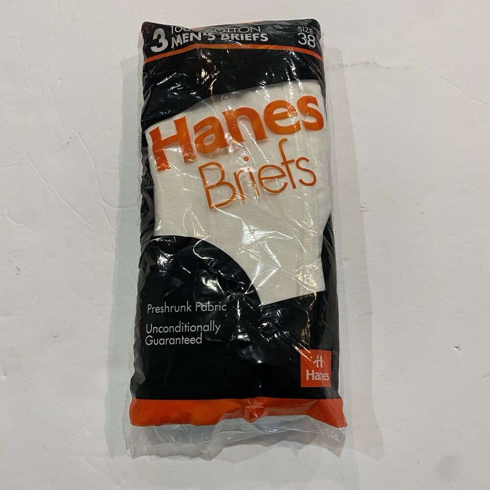 Hanes Men's Briefs 3-Pack Size 38 NWT Underwear Cotton 1992 Vintage
